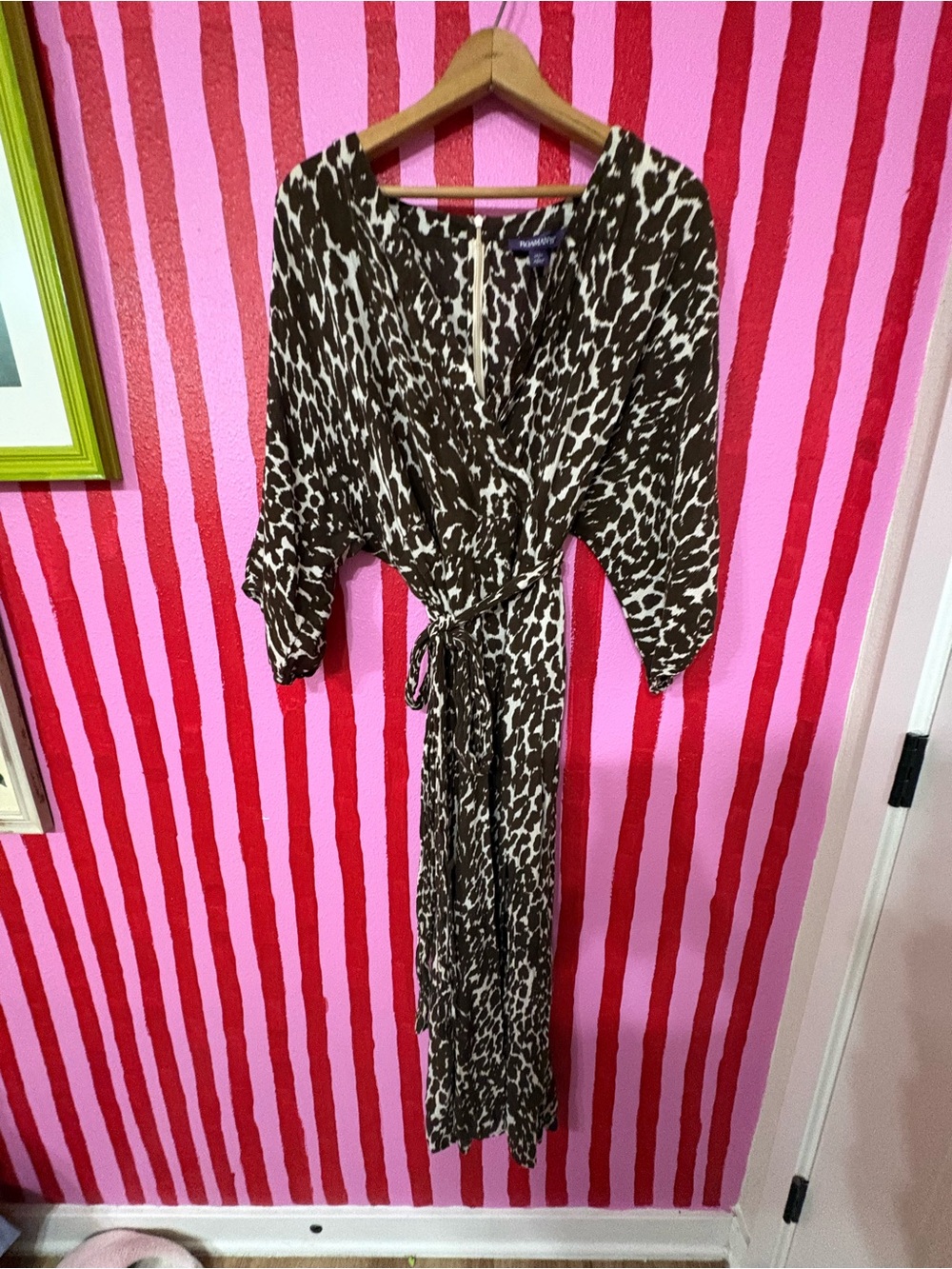 Roaman's Brown and Cream Animal-Print Maxi Dress